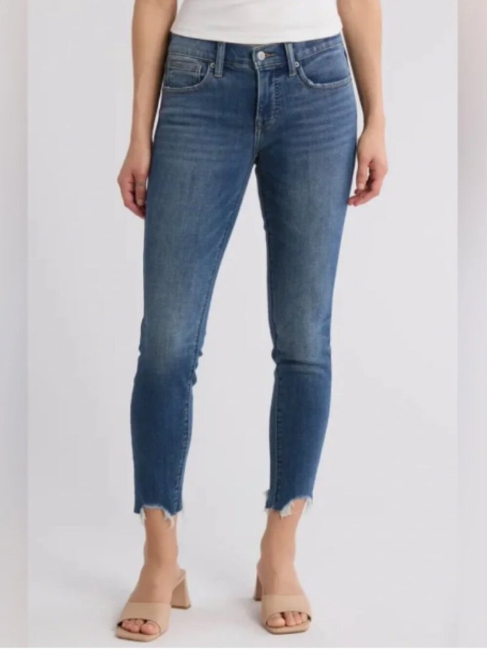 Lucky Brand Ava Mid Rise Skinny Dark Wash Chewed Ankle Jeans Size 4/27A #2629